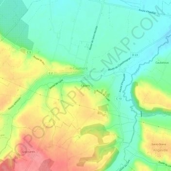 Topografische Karte Caulets, Höhe, Relief