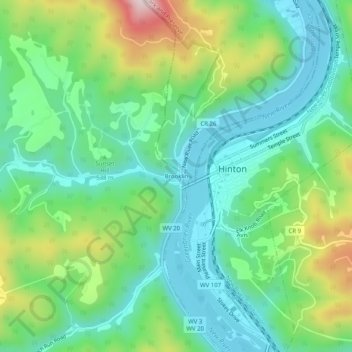 Topografische Karte Brooklin, Höhe, Relief