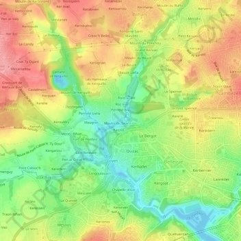 Topografische Karte Le Lannoc, Höhe, Relief