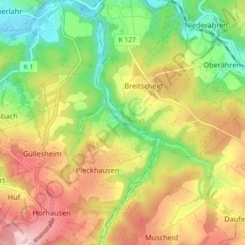 Topografische Karte Pleckhauser Mühle, Höhe, Relief