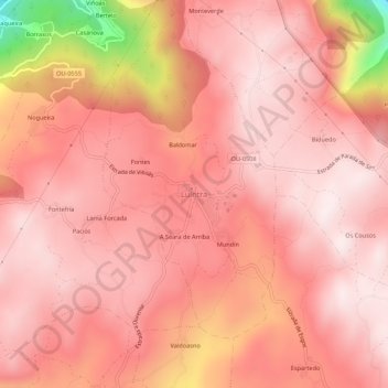 Topografische Karte Luíntra, Höhe, Relief