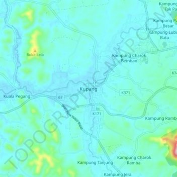 Topografische Karte Kupang, Höhe, Relief