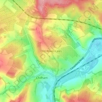 Topografische Karte Old Wives Lees, Höhe, Relief