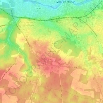 Topografische Karte Guarderon, Höhe, Relief