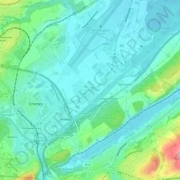 Topografische Karte Emmen-Dorf, Höhe, Relief