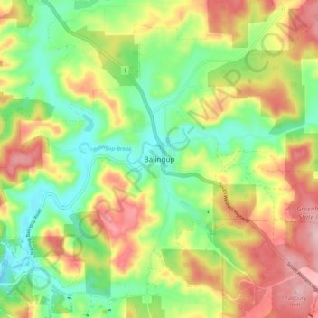 Topografische Karte Balingup, Höhe, Relief