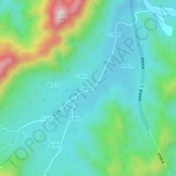 Topografische Karte 杨山村, Höhe, Relief