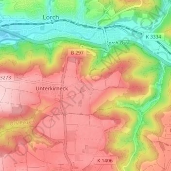 Topografische Karte Oberkirneck, Höhe, Relief