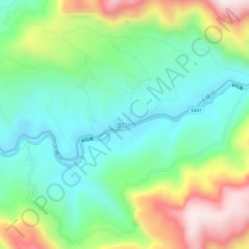 Topografische Karte 渡口村, Höhe, Relief