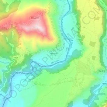 Topografische Karte Dhawa, Höhe, Relief