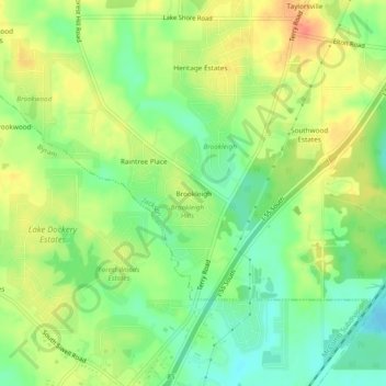 Topografische Karte Brookleigh, Höhe, Relief