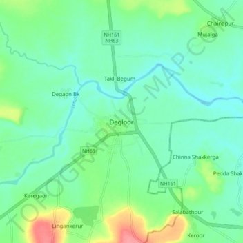 Topografische Karte Degloor, Höhe, Relief