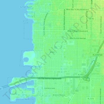 Topografische Karte Anita, Höhe, Relief