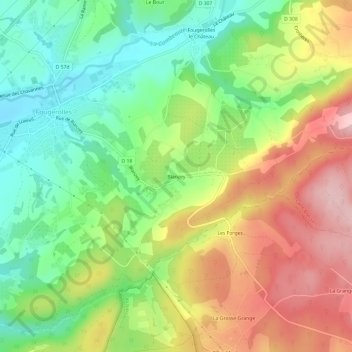 Topografische Karte Blanzey, Höhe, Relief