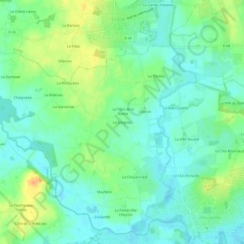 Topografische Karte La Gautrais, Höhe, Relief