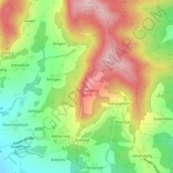 Topografische Karte Rothauptberg, Höhe, Relief