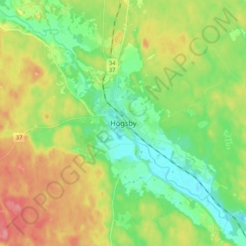 Topografische Karte Högsby, Höhe, Relief