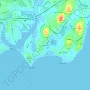 Topografische Karte Bayview, Höhe, Relief