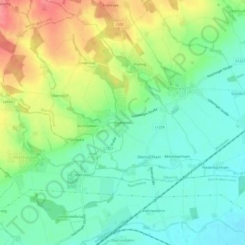 Topografische Karte Hausleiten, Höhe, Relief