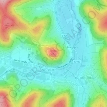 Topografische Karte Breuberg, Höhe, Relief