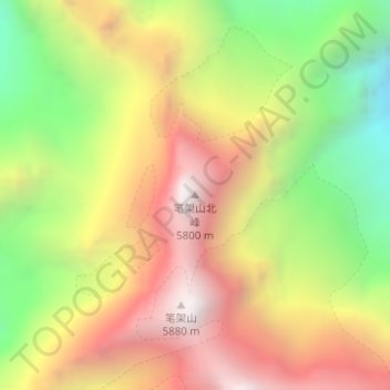 Topografische Karte 笔架山北峰, Höhe, Relief