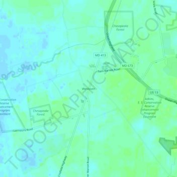 Topografische Karte Westover, Höhe, Relief