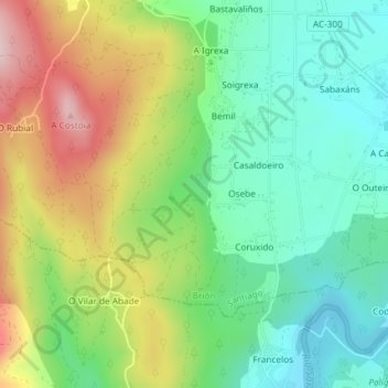 Topografische Karte O Piñeiriño, Höhe, Relief