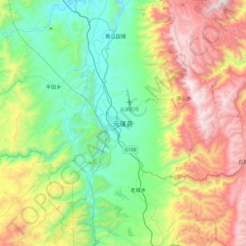 Topografische Karte 元谋县, Höhe, Relief