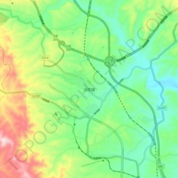 Topografische Karte 河底镇, Höhe, Relief