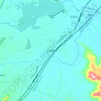 Topografische Karte 礼纪镇, Höhe, Relief