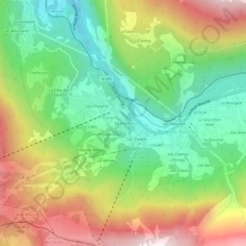 Topografische Karte Le Fouilly, Höhe, Relief