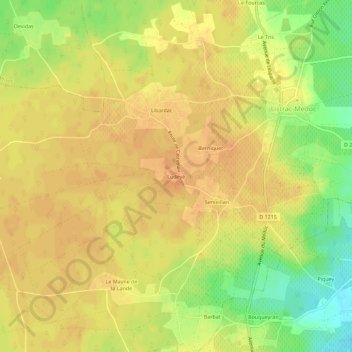 Topografische Karte Ludeye, Höhe, Relief