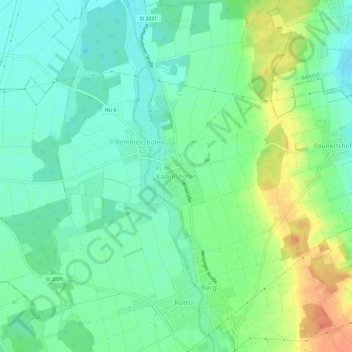 Topografische Karte Kadeltshofen, Höhe, Relief