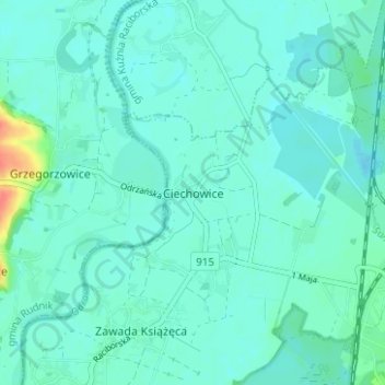 Topografische Karte Oderbrück, Höhe, Relief