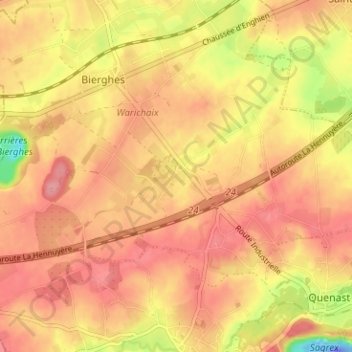 Topografische Karte Wisbecq, Höhe, Relief