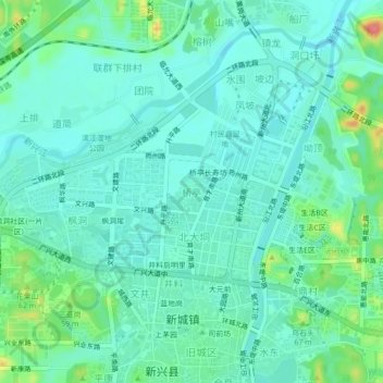 Topografische Karte 桥亭, Höhe, Relief