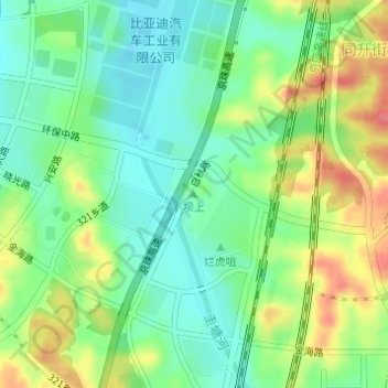 Topografische Karte 坝上, Höhe, Relief