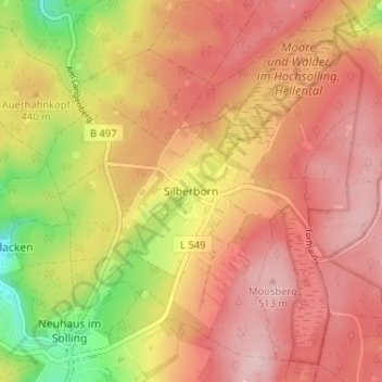 Topografische Karte Silberborn, Höhe, Relief