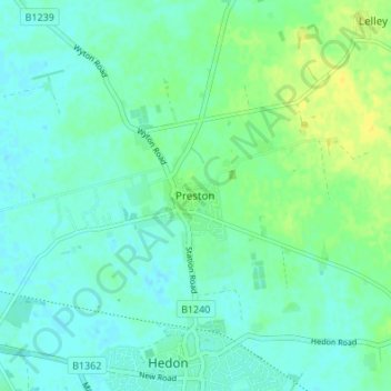 Topografische Karte Preston, Höhe, Relief