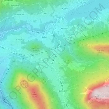 Topografische Karte Gruben, Höhe, Relief