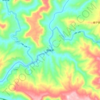 Topografische Karte 碑庙镇, Höhe, Relief