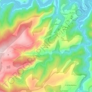 Topografische Karte A Armada do Cando, Höhe, Relief