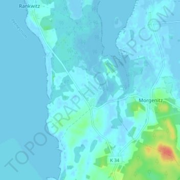Topografische Karte Krienke, Höhe, Relief