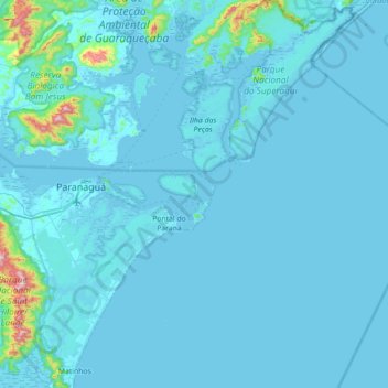 Topografische Karte Ilha do Mel, Höhe, Relief