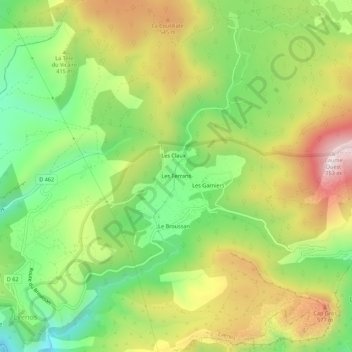 Topografische Karte Les Ferrans, Höhe, Relief