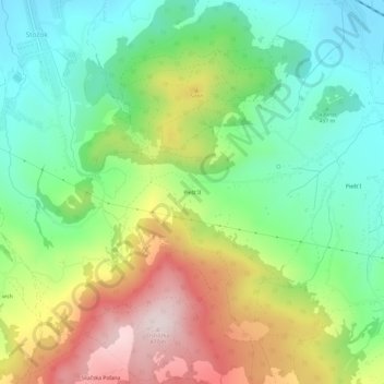 Topografische Karte Piešť II, Höhe, Relief
