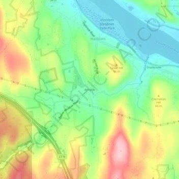 Topografische Karte Arnolds, Höhe, Relief