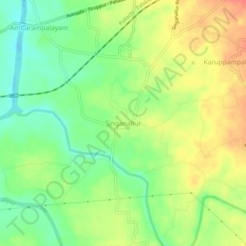 Topografische Karte Singanallur, Höhe, Relief