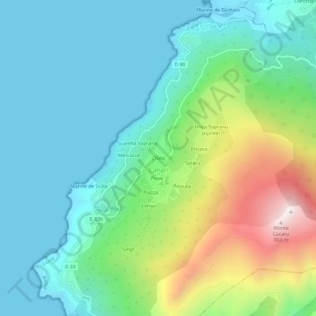 Topografische Karte Chine, Höhe, Relief