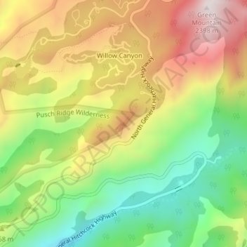 Topografische Karte Lizard Rock, Höhe, Relief